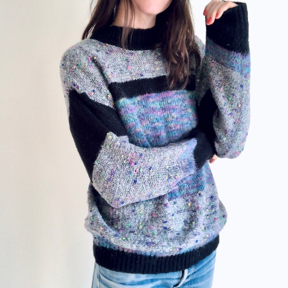 Vintage confetti color block sweater - Picture 12 of 12